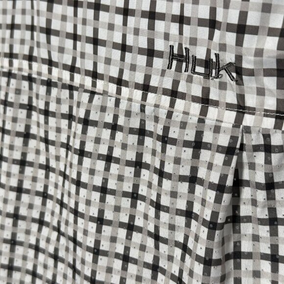 Huk Men’s Size XXL Long Sleeve Button Down Black and Gray Checkered Print Shirt - Picture 6 of 6